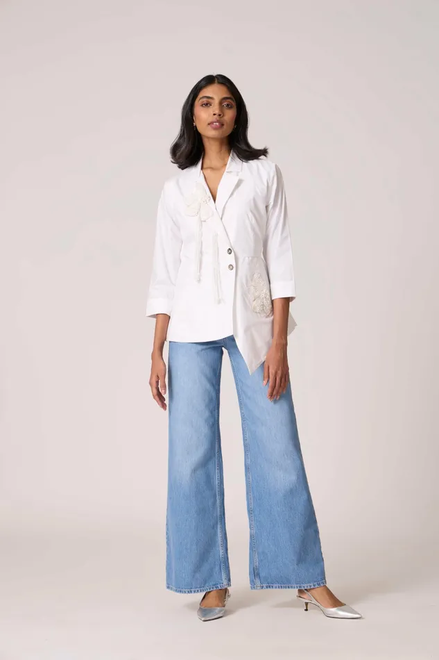 Scarlet Sage Overlays Atrina Applique Jacket 8211 White 8211 Women