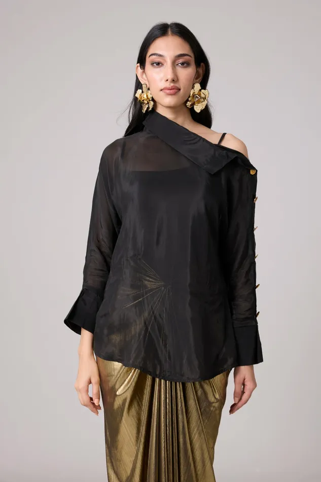 Scarlet Sage Tops Erica Organza Shirt 8211 Black 8211 Women