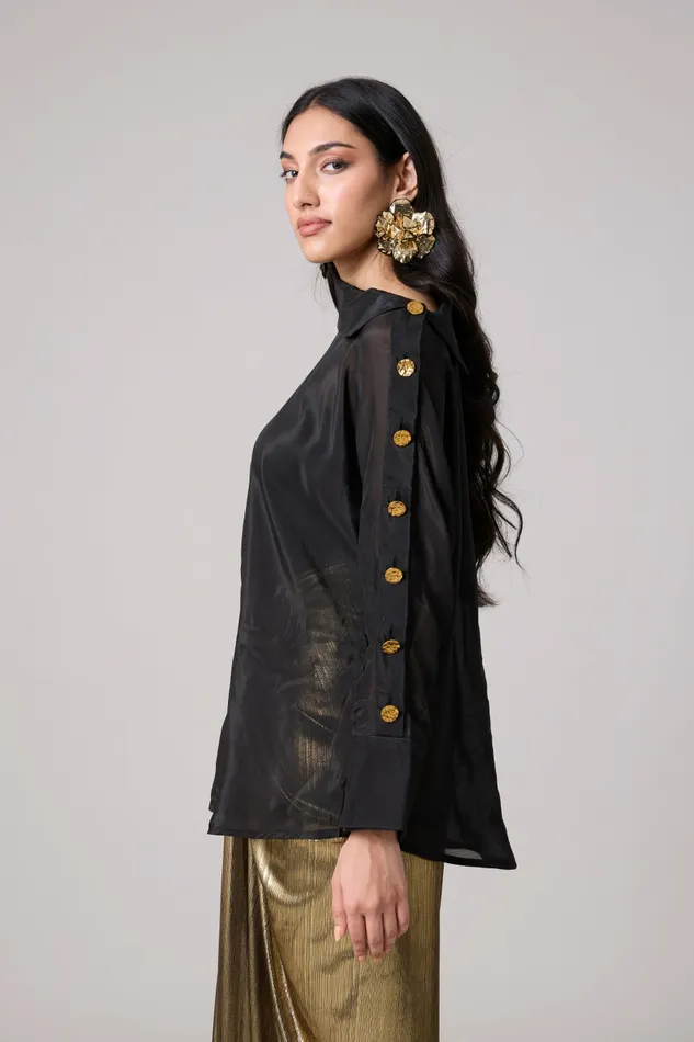 Scarlet Sage Tops Erica Organza Shirt 8211 Black 8211 Women