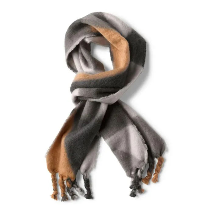 Scarves and Neckwear Women Orvis Colorblock Cozy Scarf Charcoalnatural