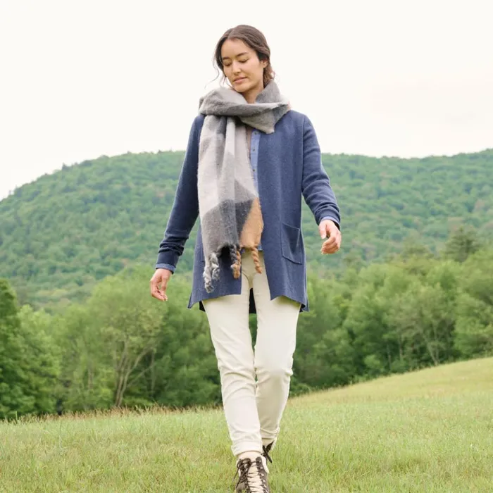 Scarves and Neckwear Women Orvis Colorblock Cozy Scarf Charcoalnatural