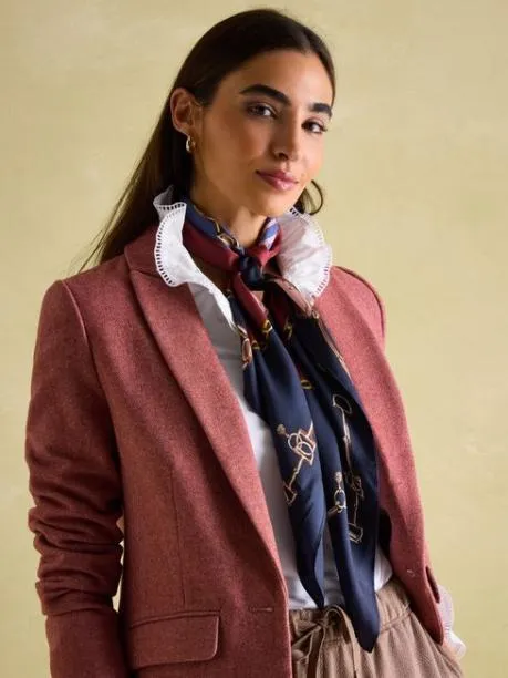 Scarves Women Joules Navy Silk Square Scarf