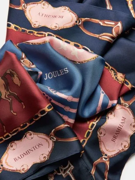 Scarves Women Joules Navy Silk Square Scarf
