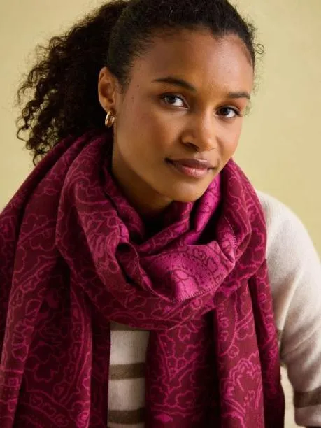 Scarves Women Joules Pink and Plum DoubleSided Jacquard Scarf