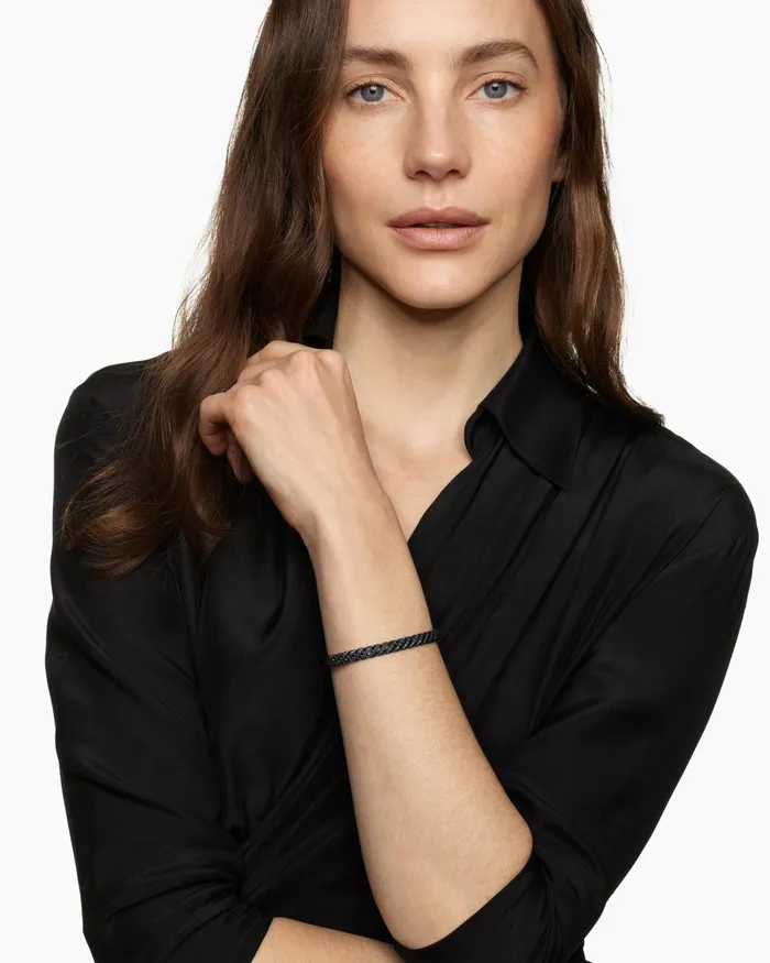 Sculpted Cable Bangle Bracelet In Black Titanium With Diamonds 6mm Women David Yurman Bangle Sculpted Cable Bangle Bracelet In Black Titanium With Diamonds 6mm Women David Yurman Bangle