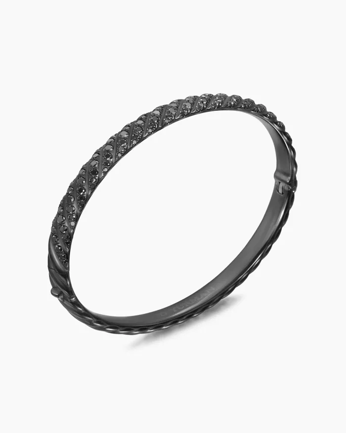 Sculpted Cable Bangle Bracelet In Black Titanium With Diamonds 6mm Women David Yurman Bangle Sculpted Cable Bangle Bracelet In Black Titanium With Diamonds 6mm Women David Yurman Bangle