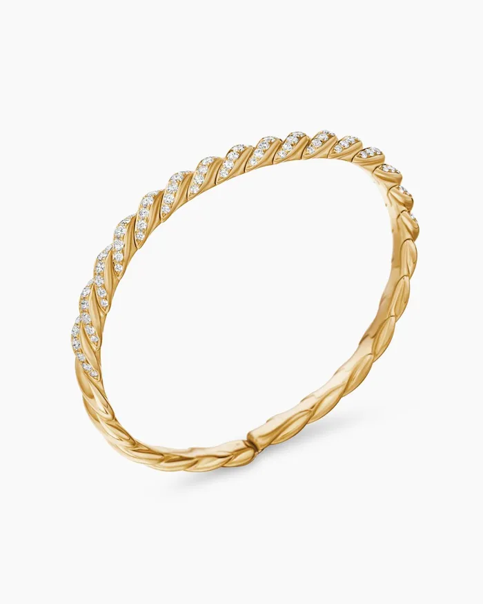 Sculpted Cable Flex Bracelet In 18K Yellow Gold 5mm Women David Yurman Bangle Sculpted Cable Flex Bracelet In 18K Yellow Gold 5mm Women David Yurman Bangle
