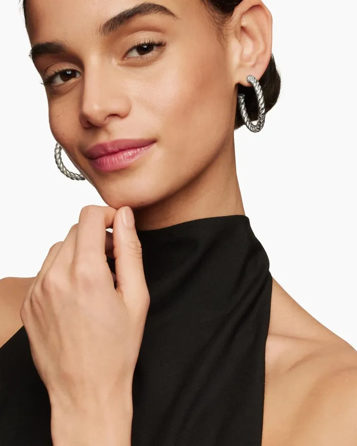 Sculpted Cable Hoop Earrings In Sterling Silver 40mm Women David Yurman Hoop Sculpted Cable Hoop Earrings In Sterling Silver 40mm Women David Yurman Hoop
