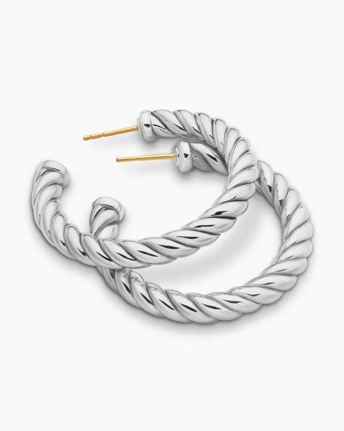 Sculpted Cable Hoop Earrings In Sterling Silver 40mm Women David Yurman Hoop Sculpted Cable Hoop Earrings In Sterling Silver 40mm Women David Yurman Hoop
