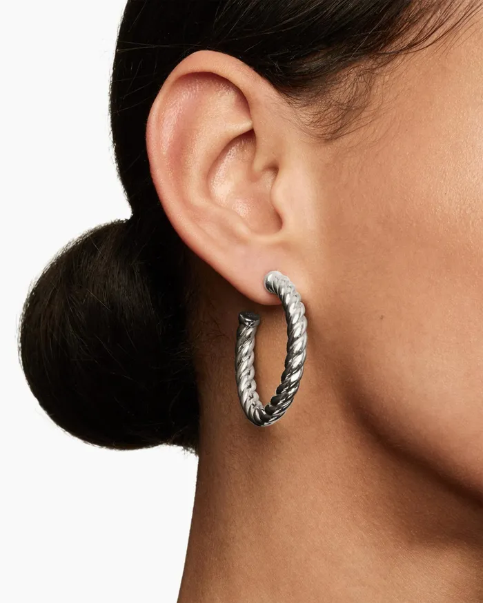 Sculpted Cable Hoop Earrings In Sterling Silver 40mm Women David Yurman Hoop Sculpted Cable Hoop Earrings In Sterling Silver 40mm Women David Yurman Hoop