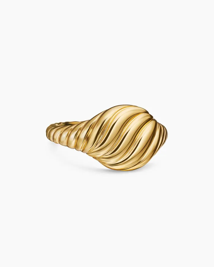 Sculpted Cable Pinky Ring In 18K Yellow Gold 10mm Women David Yurman Pinky