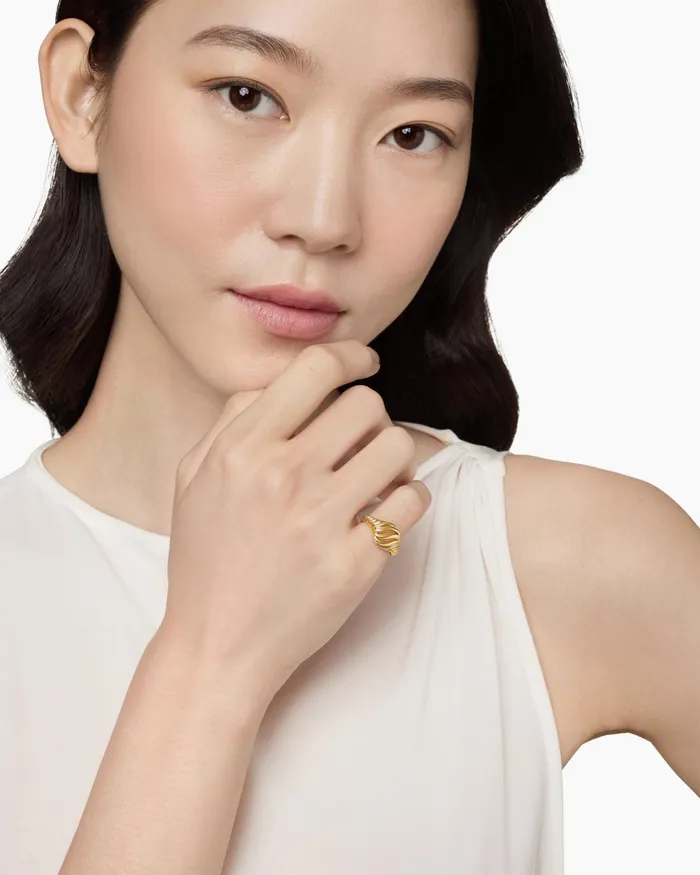Sculpted Cable Pinky Ring In 18K Yellow Gold 10mm Women David Yurman Pinky Sculpted Cable Pinky Ring In 18K Yellow Gold 10mm Women David Yurman Pinky