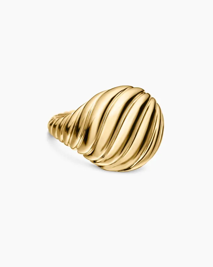 Sculpted Cable Pinky Ring In 18K Yellow Gold 13mm Women David Yurman Pinky