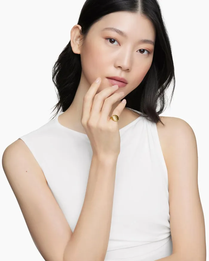Sculpted Cable Pinky Ring In 18K Yellow Gold 13mm Women David Yurman Pinky Sculpted Cable Pinky Ring In 18K Yellow Gold 13mm Women David Yurman Pinky