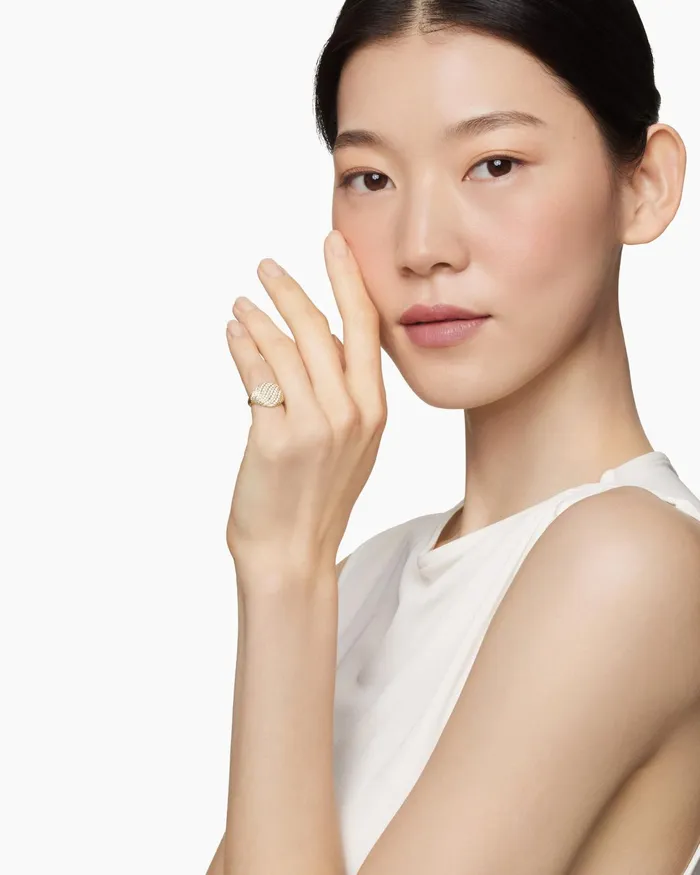 Sculpted Cable Pinky Ring In 18K Yellow Gold With Diamonds 13mm Women David Yurman Pinky Sculpted Cable Pinky Ring In 18K Yellow Gold With Diamonds 13mm Women David Yurman Pinky