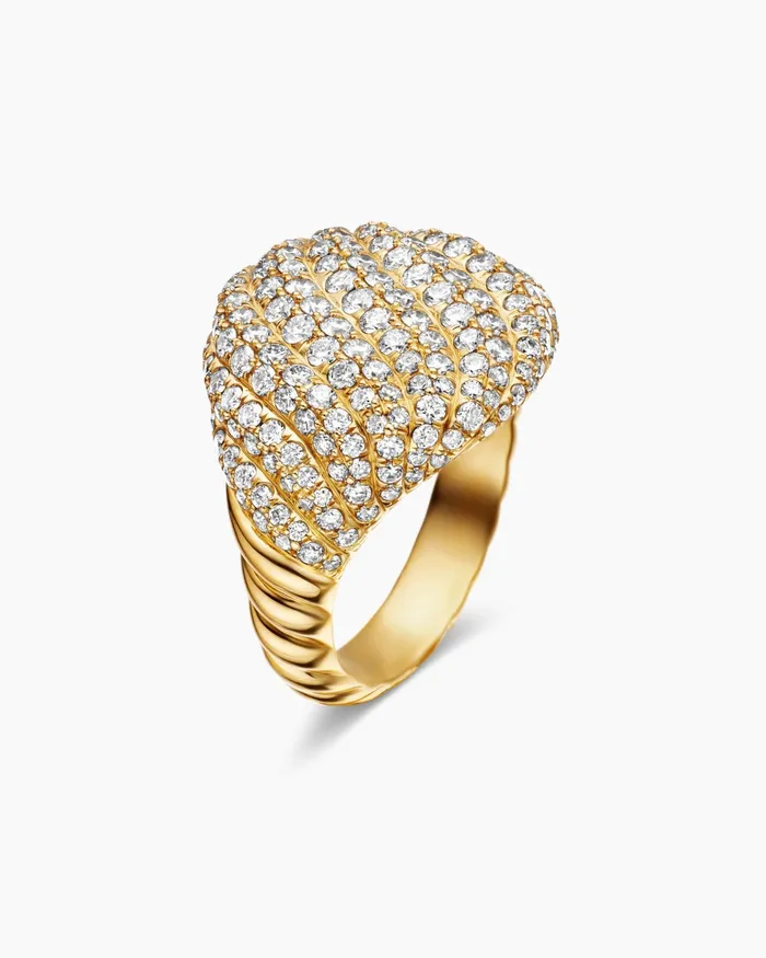Sculpted Cable Pinky Ring In 18K Yellow Gold With Diamonds 13mm Women David Yurman Pinky Sculpted Cable Pinky Ring In 18K Yellow Gold With Diamonds 13mm Women David Yurman Pinky