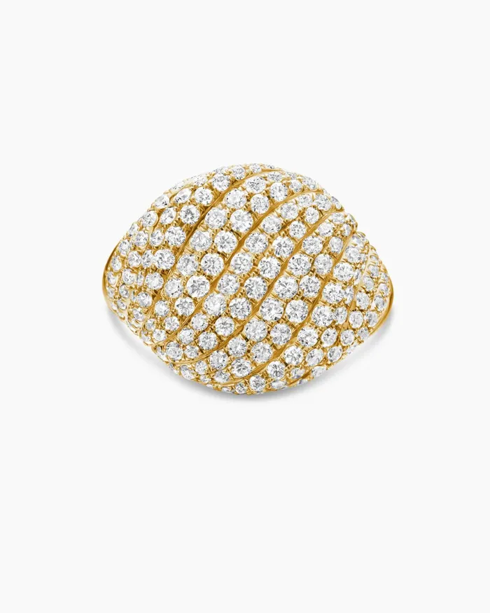 Sculpted Cable Pinky Ring In 18K Yellow Gold With Diamonds 13mm Women David Yurman Pinky Sculpted Cable Pinky Ring In 18K Yellow Gold With Diamonds 13mm Women David Yurman Pinky