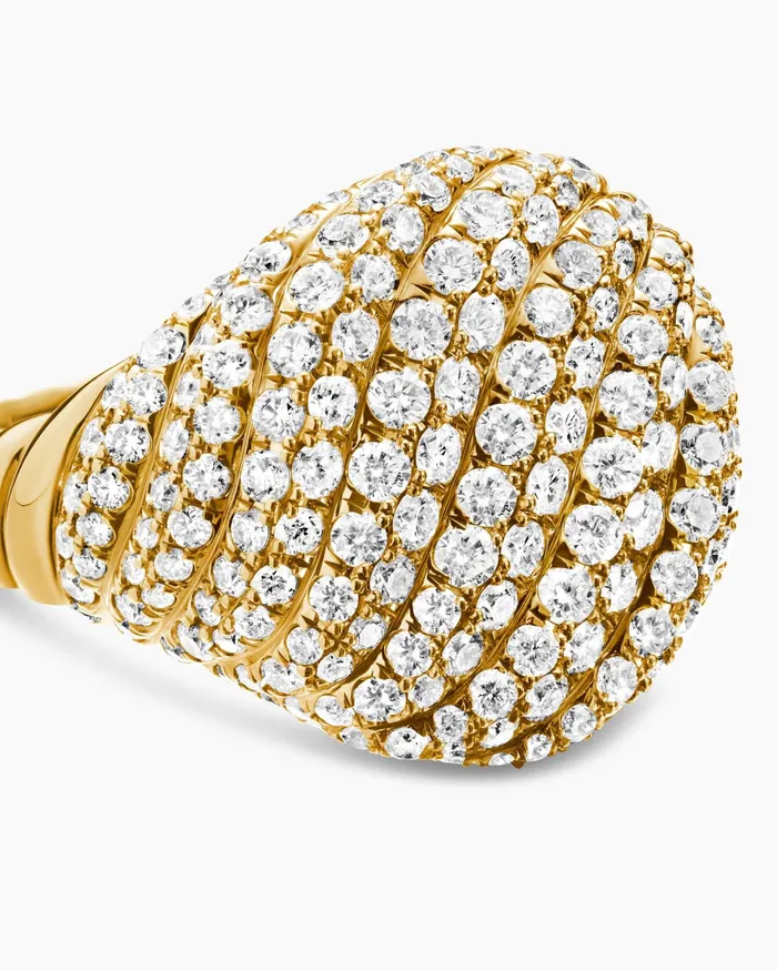 Sculpted Cable Pinky Ring In 18K Yellow Gold With Diamonds 13mm Women David Yurman Pinky Sculpted Cable Pinky Ring In 18K Yellow Gold With Diamonds 13mm Women David Yurman Pinky