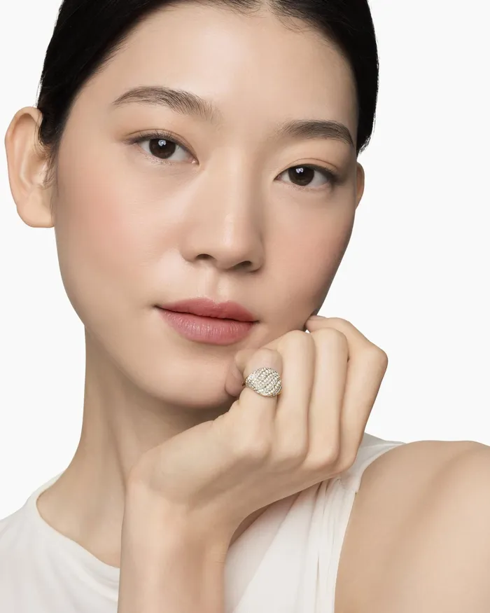 Sculpted Cable Pinky Ring In 18K Yellow Gold With Diamonds 13mm Women David Yurman Pinky Sculpted Cable Pinky Ring In 18K Yellow Gold With Diamonds 13mm Women David Yurman Pinky