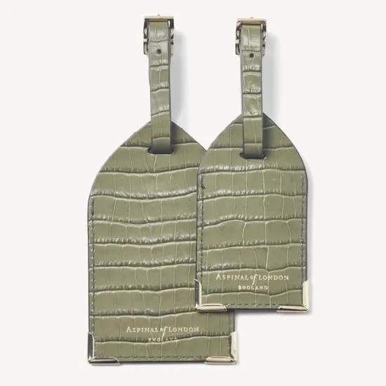 Set Of 2 Luggage Tags Deep Shine Fern Small Croc Women Aspinal Of London Luggage Tags