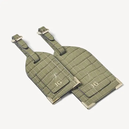 Set Of 2 Luggage Tags Deep Shine Fern Small Croc Women Aspinal Of London Luggage Tags