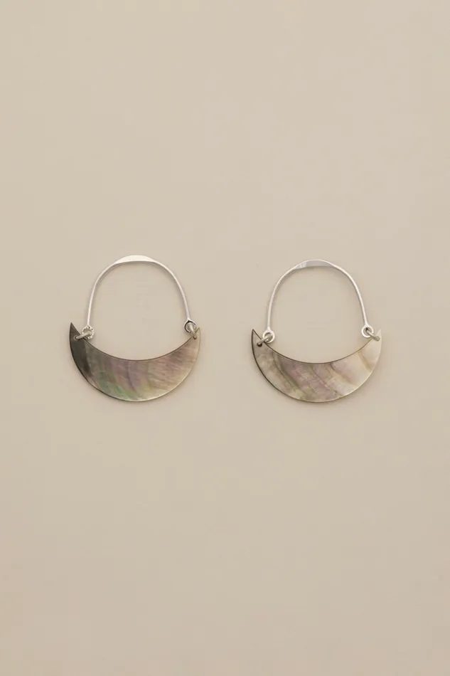 Shell Hoop Earrings Silver Women Lucky Brand Jewelry