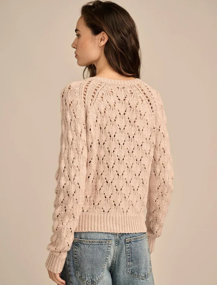 Shine Pointelle Cardigan Rose Smoke Women Lucky Brand Sweaters and Sweatshirts