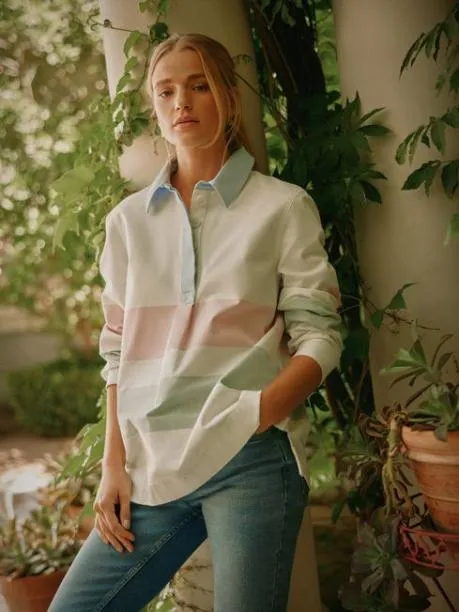 Shirts and Blouses Women Joules Chalk White Cotton Deck Shirt
