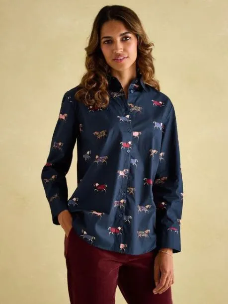Shirts and Blouses Women Joules Navy Blue Cotton Shirt