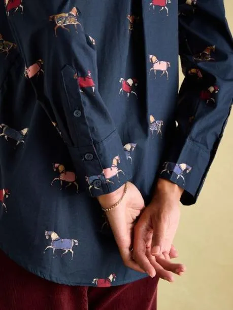 Shirts and Blouses Women Joules Navy Blue Cotton Shirt