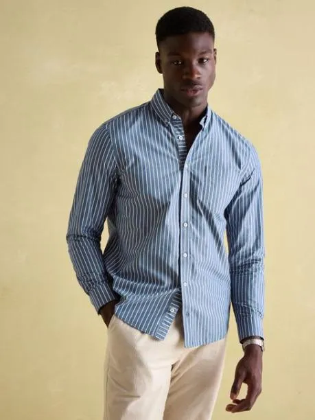 Shirts Men Joules Blue Striped Cotton Poplin Shirt