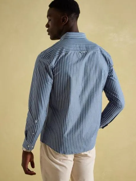 Shirts Men Joules Blue Striped Cotton Poplin Shirt