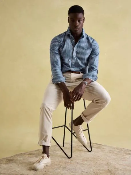 Shirts Men Joules Blue Striped Cotton Poplin Shirt