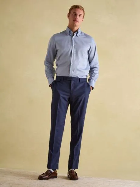 Shirts Men Joules Next Blue Regular Fit Twill Single Cuff Oxford Shirt