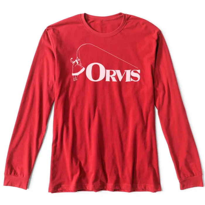 Shirts Men Orvis Bent Rod Santa LongSleeved Tee Red