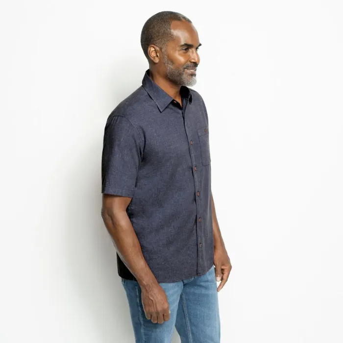 Shirts Men Orvis HempTENCEL Stretch ShortSleeved Shirt Navy
