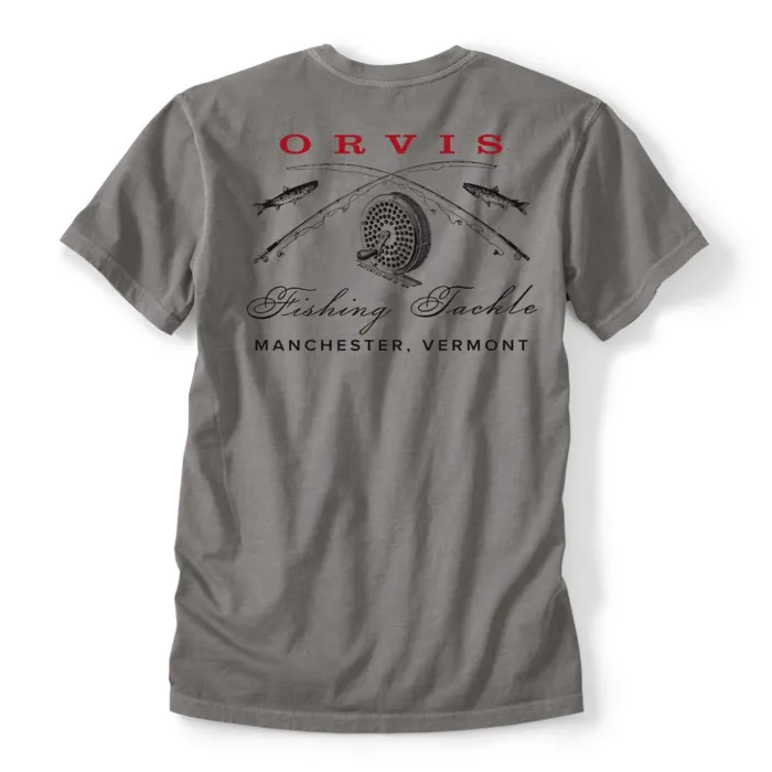 Shirts Men Orvis Vintage Crossed Rods TShirt Storm Grey