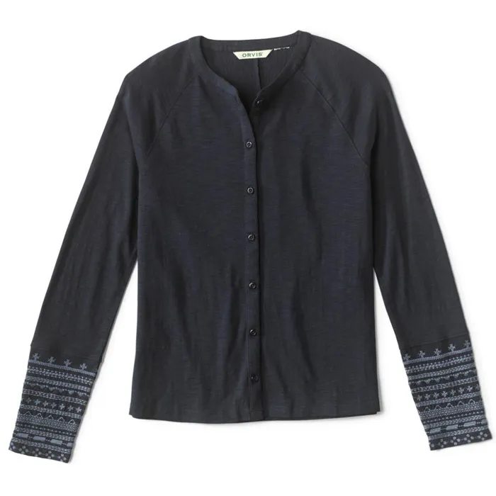 Shirts Women Orvis GoWithTheFlow Embroidered Knit Navy