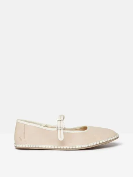 Shoes Women Joules Neutral Canvas Mary Jane Shoes