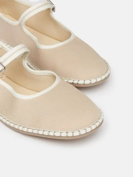 Shoes Women Joules Neutral Canvas Mary Jane Shoes