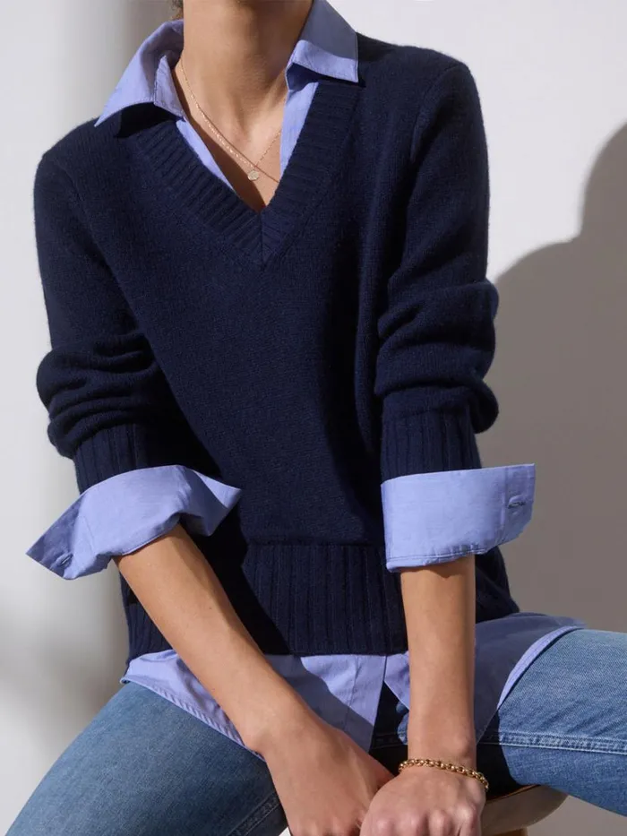 Shop Brochu Walker Sweaters The Arden Looker Navy With Oxford