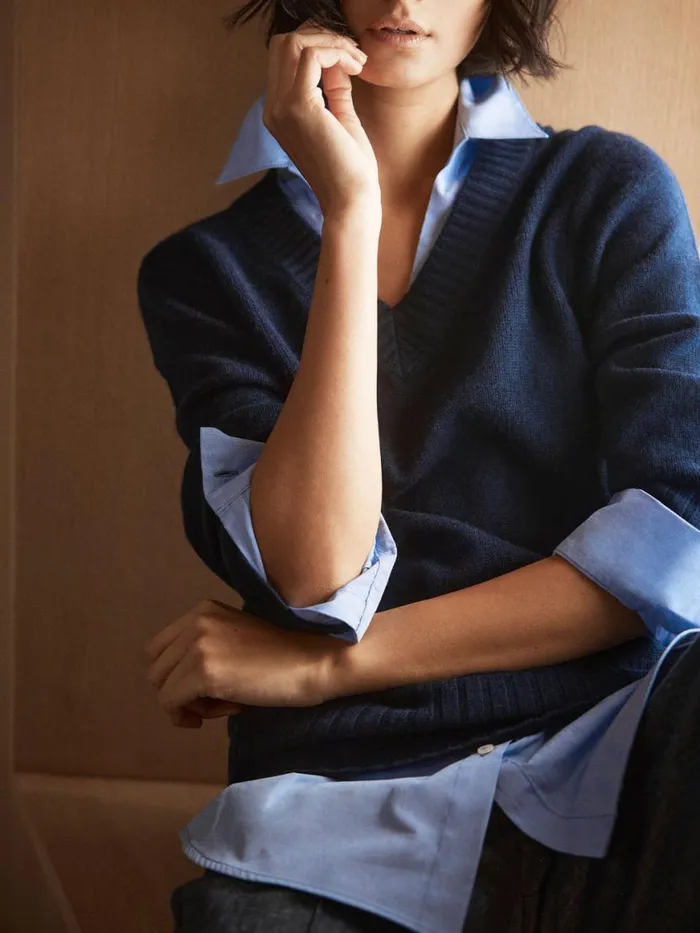 Shop Brochu Walker Sweaters The Arden Looker Navy With Oxford