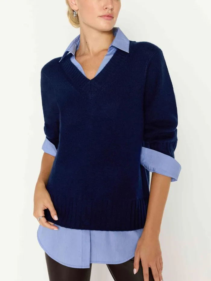 Shop Brochu Walker Sweaters The Arden Looker Navy With Oxford