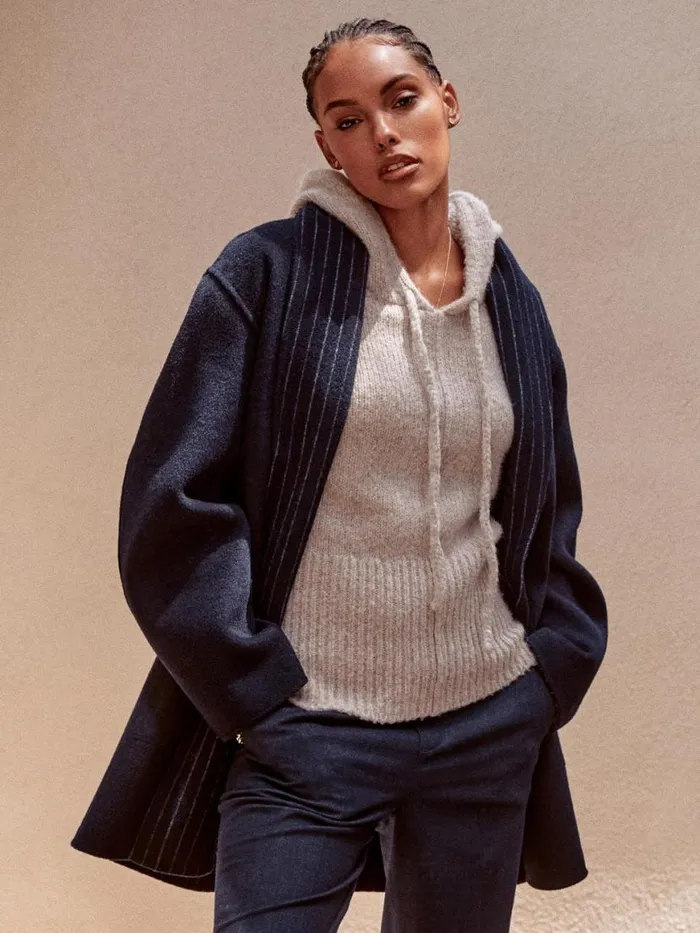 Shop Brochu Walker Sweaters The Camille Luxe Hoodie Dusk Mlange
