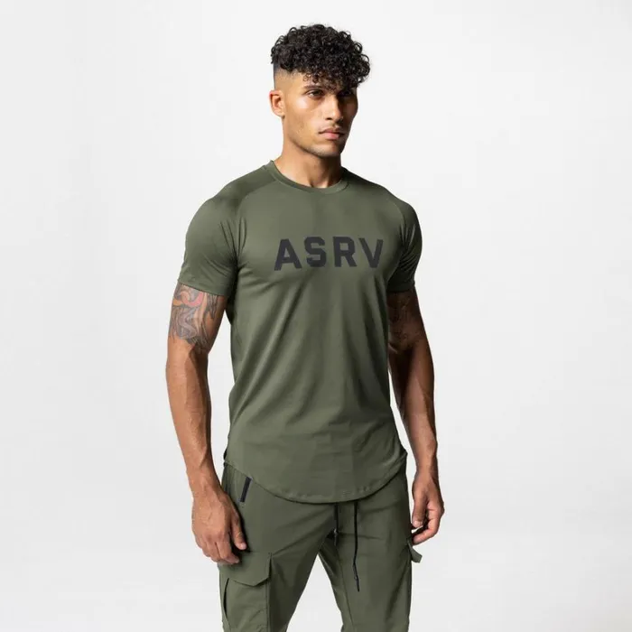 Short Sleeves Men ASRV AeroSilver Established Tee Dark Olive 034asrv034