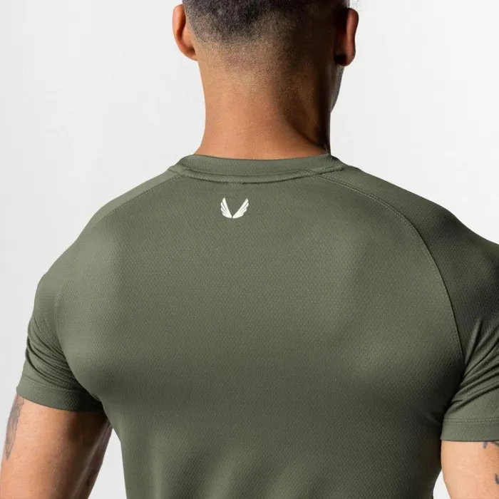 Short Sleeves Men ASRV AeroSilver Established Tee Dark Olive 034asrv034