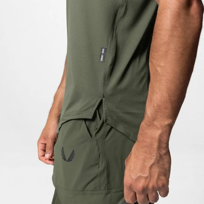 Short Sleeves Men ASRV AeroSilver Established Tee Dark Olive 034asrv034