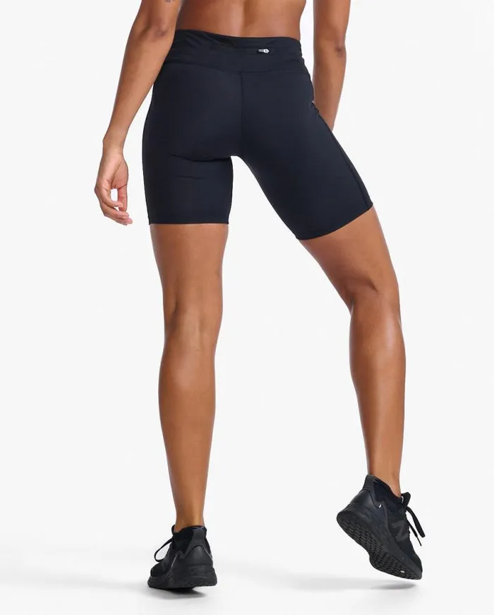 Shorts Womens 2XU Aero MidRise Compression 6034 Shorts Blacksilver Reflective
