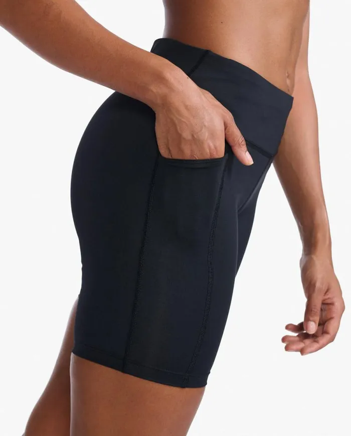 Shorts Womens 2XU Aero MidRise Compression 6034 Shorts Blacksilver Reflective