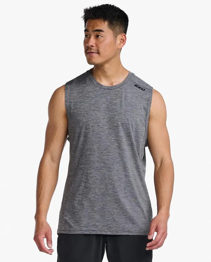 Sleeveless Mens 2XU Motion Tank Harbor Mistblack